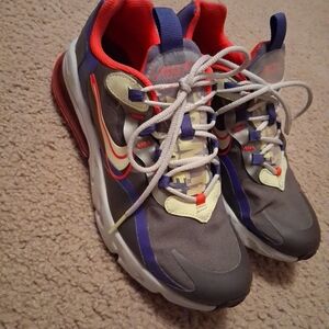 Nike Kids Gray and Purple Sneakers with Red Accents